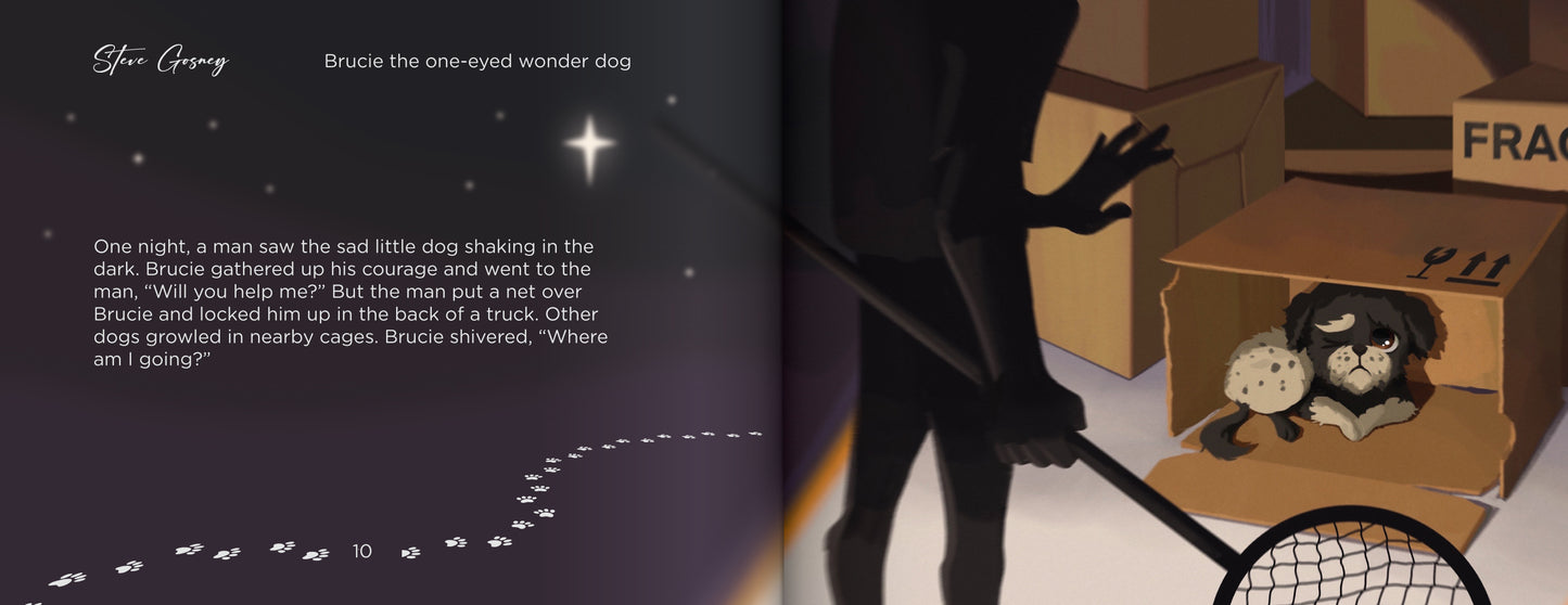 Brucie the One-Eyed Wonder Dog book (Small Hands Edition, full color autographed softcover)